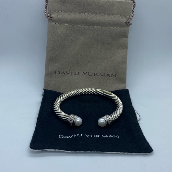 David Yurman 7mm Crossover Pearl Diamond Bracelet - Picture 2 of 5